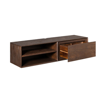 TV-Möbel - Mangoholz Braun, Grifflose Lade, Schwebendes Design, 120 cm – Ambiance | Starfurn