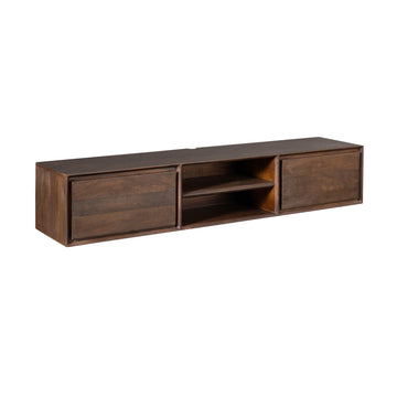 TV-Möbel - Mangoholz Braun, Grifflose Schubladen, Schwebendes Design, 160 cm – Ambiance | Starfurn