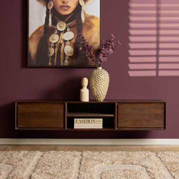 TV-Möbel - Mangoholz Braun, Grifflose Schubladen, Schwebendes Design, 160 cm – Ambiance | Starfurn