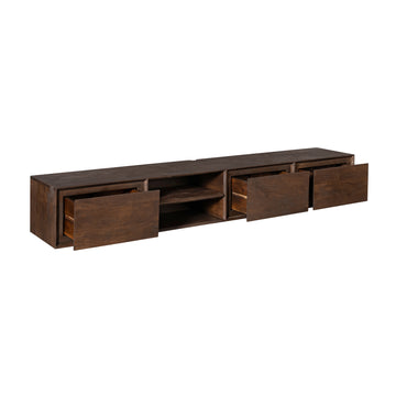 TV-Möbel - Mangoholz Braun, Grifflose Schubladen, Schwebendes Design, 200 cm – Ambiance | Starfurn