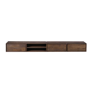 TV-Möbel - Mangoholz Braun, Grifflose Schubladen, Schwebendes Design, 240 cm – Ambiance | Starfurn