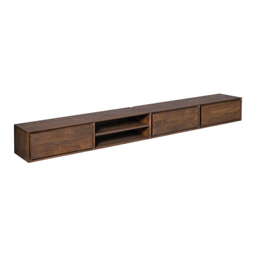 TV-Möbel - Mangoholz Braun, Grifflose Schubladen, Schwebendes Design, 280 cm – Ambiance | Starfurn
