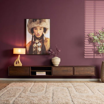 TV-Möbel - Mangoholz Braun, Grifflose Schubladen, Schwebendes Design, 280 cm – Ambiance | Starfurn