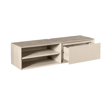 TV-Möbel - Mangoholz Sand, Grifflose Lade, Schwebendes Design, 120 cm – Ambiance | Starfurn