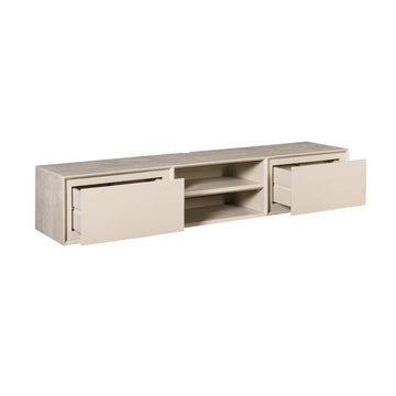 TV-Möbel - Mangoholz Sand, Grifflose Schubladen, Schwebendes Design, 160 cm – Ambiance | Starfurn