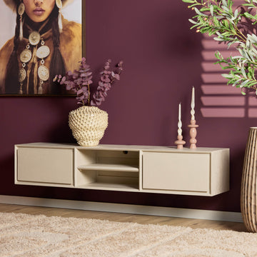 TV-Möbel - Mangoholz Sand, Grifflose Schubladen, Schwebendes Design, 160 cm – Ambiance | Starfurn