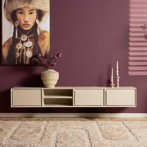 Floating TV Unit – Mango Wood, Sand Finish, Handleless – Ambiance | Starfurn
