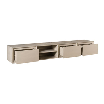 TV-Möbel – Schwebende Wandmontage, Sandfarbene Front, Grifflose Optik, 200 cm - Ambiance | Starfurn