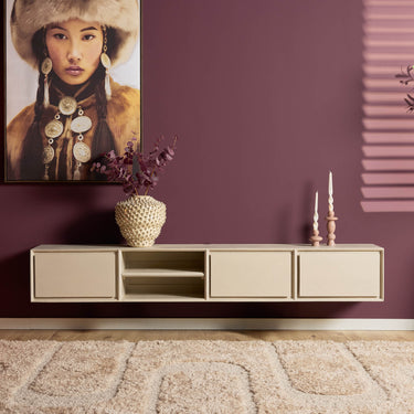 Floating TV Unit – Mango Wood, Sand Finish, Handleless – Ambiance | Starfurn
