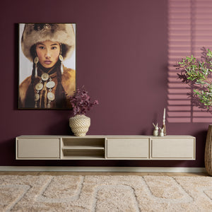 TV-Möbel - Mangoholz Sand, Grifflose Schubladen, Schwebendes Design, 240 cm – Ambiance | Starfurn