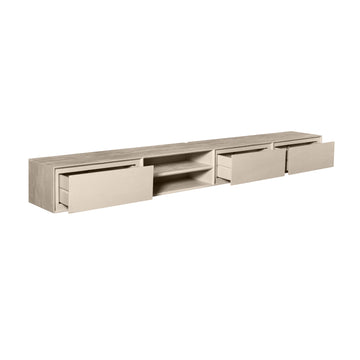TV-Möbel - Mangoholz Sand, Grifflose Schubladen, Schwebendes Design, 240 cm – Ambiance | Starfurn