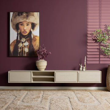 TV Unit – Wall-mounted, Mango Wood, Generous Design – Ambiance | Starfurn