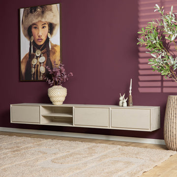 TV Unit – Wall-mounted, Mango Wood, Generous Design – Ambiance | Starfurn