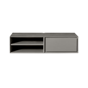 TV-Möbel - Mangoholz Taupe, Grifflose Lade, Schwebendes Design, 120 cm – Ambiance | Starfurn