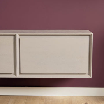 TV-Möbel - Mangoholz Taupe, Grifflose Lade, Schwebendes Design, 120 cm – Ambiance | Starfurn