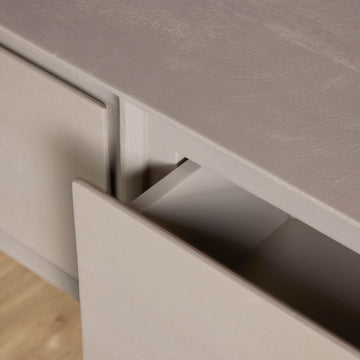 TV-Möbel - Mangoholz Taupe, Grifflose Lade, Schwebendes Design, 120 cm – Ambiance | Starfurn