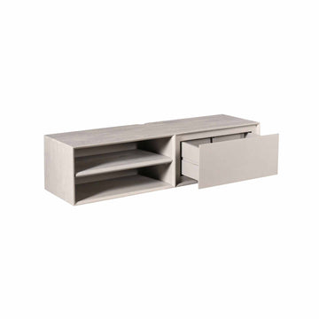 TV-Möbel - Mangoholz Taupe, Grifflose Lade, Schwebendes Design, 120 cm – Ambiance | Starfurn