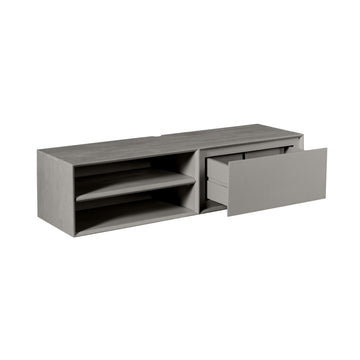 TV-Möbel - Mangoholz Taupe, Grifflose Lade, Schwebendes Design, 120 cm – Ambiance | Starfurn