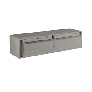 TV Unit – Mango Wood, Taupe, Wall-mounted, 2 Open Compartments, Handleless Drawer – Ambiance | Starfurn