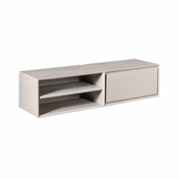 TV-Möbel - Mangoholz Taupe, Grifflose Lade, Schwebendes Design, 120 cm – Ambiance | Starfurn