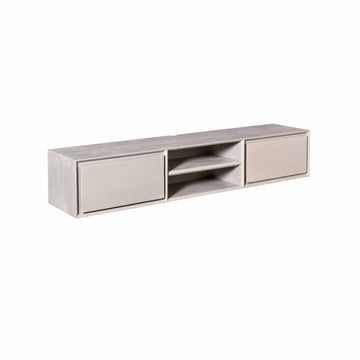 TV-Möbel - Mangoholz Taupe, Grifflose Schubladen, Schwebendes Design, 160 cm – Ambiance | Starfurn