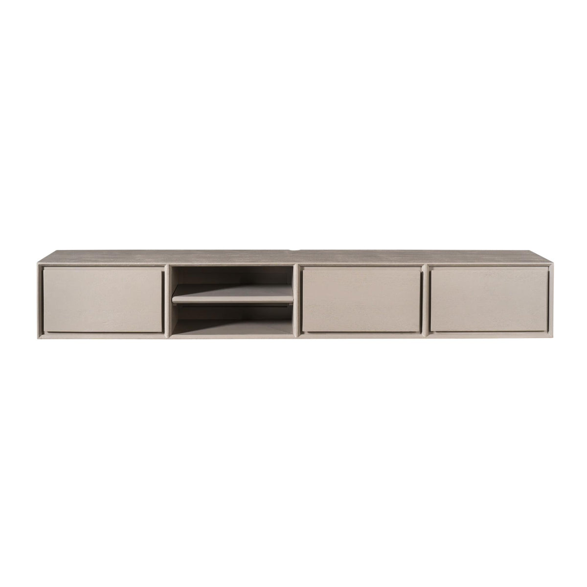 TV-Möbel - Mangoholz Taupe, Grifflose Schubladen, Schwebendes Design, 200 cm – Ambiance | Starfurn