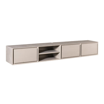 TV-Möbel - Mangoholz Taupe, Grifflose Schubladen, Schwebendes Design, 200 cm – Ambiance | Starfurn