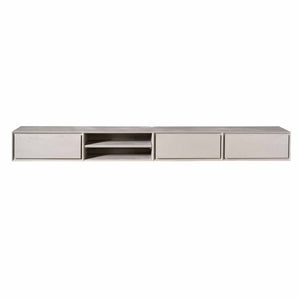 TV-Möbel - Mangoholz Taupe, Grifflose Schubladen, Schwebendes Design, 200 cm – Ambiance | Starfurn