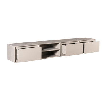 TV-Möbel - Mangoholz Taupe, Grifflose Schubladen, Schwebendes Design, 200 cm – Ambiance | Starfurn