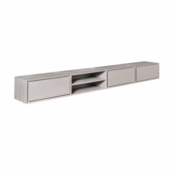 TV-Möbel - Mangoholz Taupe, Grifflose Schubladen, Schwebendes Design, 240 cm – Ambiance | Starfurn