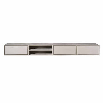 TV-Möbel - Mangoholz Taupe, Grifflose Schubladen, Schwebendes Design, 240 cm – Ambiance | Starfurn