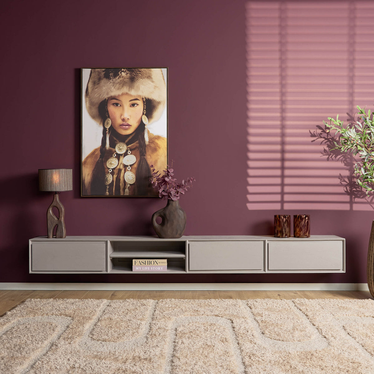 TV Furniture – Modern Design, Taupe Color, Mango Wood – Ambiance | Starfurn