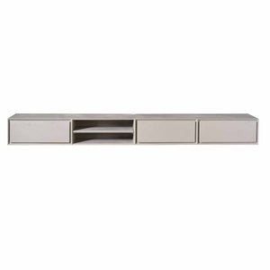 TV-Möbel - Mangoholz Taupe, Grifflose Schubladen, Schwebendes Design, 280 cm – Ambiance | Starfurn