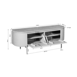 TV Unit – Mango Wood, Metal Frame, Sandblasted Surface – Excellent | Starfurn