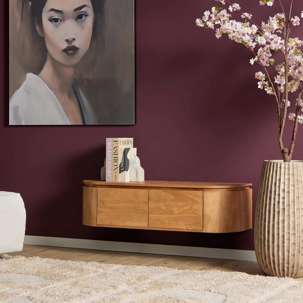 TV Unit – Mango Wood, Metal Frame, Sandblasted Surface – Excellent | Starfurn
