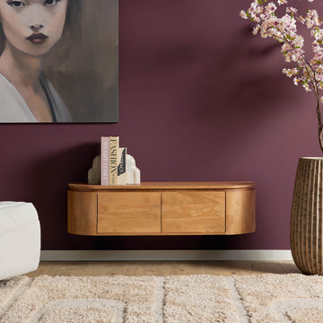 TV-Möbel - Mangoholz Natur, Schwebendes Design, Zwei Türen, 120 cm – Excellent | Starfurn