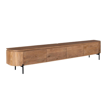 TV-Möbel - Mangoholz Natur, Schwebendes Design, Vier Türen, 200 cm – Excellent | Starfurn