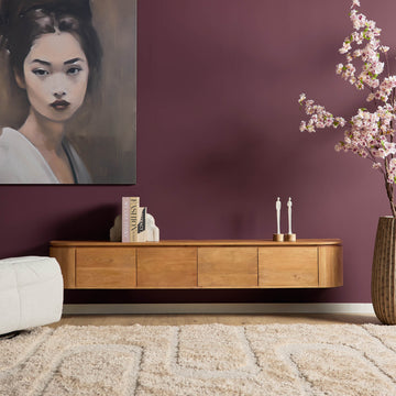 TV-Möbel - Mangoholz Natur, Schwebendes Design, Vier Türen, 200 cm – Excellent | Starfurn