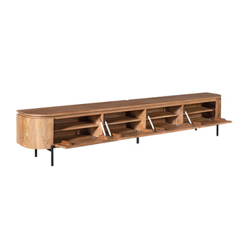 TV-Möbel - Mangoholz Natur, Schwebendes Design, Vier Türen, 240 cm – Excellent | Starfurn