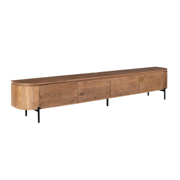 TV-Möbel - Mangoholz Natur, Schwebendes Design, Vier Türen, 240 cm – Excellent | Starfurn