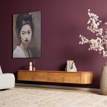 TV-Möbel - Mangoholz Natur, Schwebendes Design, Vier Türen, 240 cm – Excellent | Starfurn