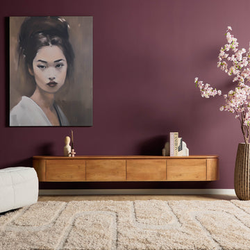 TV-Möbel - Mangoholz Natur, Schwebendes Design, Vier Türen, 240 cm – Excellent | Starfurn