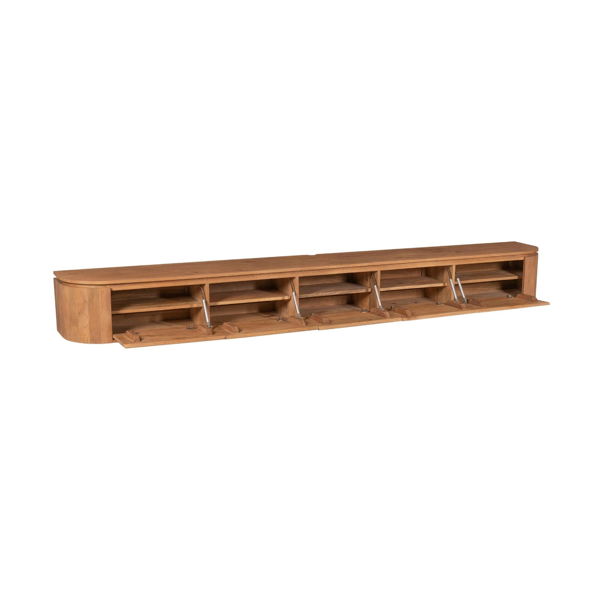 TV-Möbel - Mangoholz Natur, Schwebendes Design, Fünf Türen, 280 cm – Excellent | Starfurn