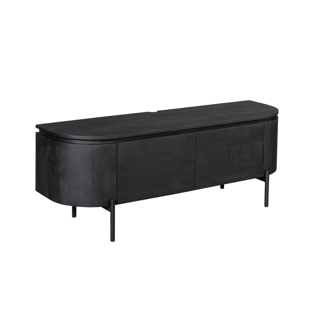 TV-Möbel - Mangoholz Schwarz, Schwebendes Design, Zwei Türen, 120 cm – Excellent | Starfurn