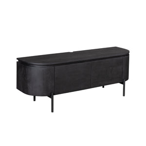 TV-Möbel - Mangoholz Schwarz, Schwebendes Design, Zwei Türen, 120 cm – Excellent | Starfurn