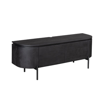 TV-Möbel - Mangoholz Schwarz, Schwebendes Design, Zwei Türen, 120 cm – Excellent | Starfurn