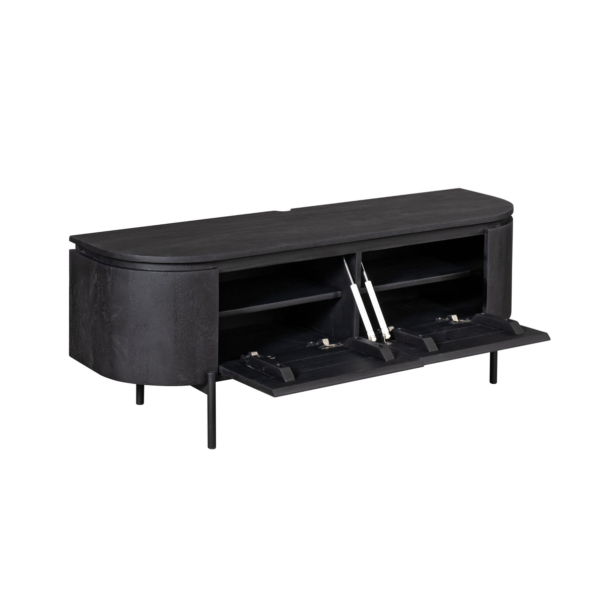 TV-Möbel - Mangoholz Schwarz, Schwebendes Design, Zwei Türen, 120 cm – Excellent | Starfurn