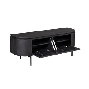 TV-Möbel - Mangoholz Schwarz, Schwebendes Design, Zwei Türen, 120 cm – Excellent | Starfurn