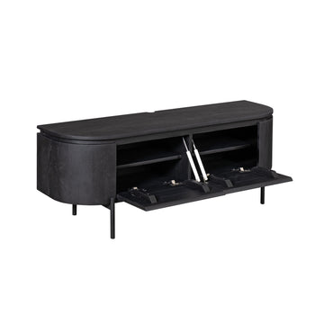 TV-Möbel - Mangoholz Schwarz, Schwebendes Design, Zwei Türen, 120 cm – Excellent | Starfurn