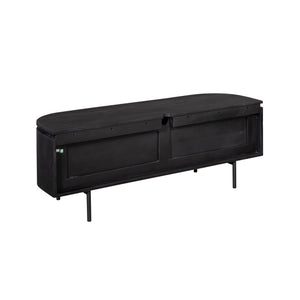 TV-Möbel - Mangoholz Schwarz, Schwebendes Design, Zwei Türen, 120 cm – Excellent | Starfurn